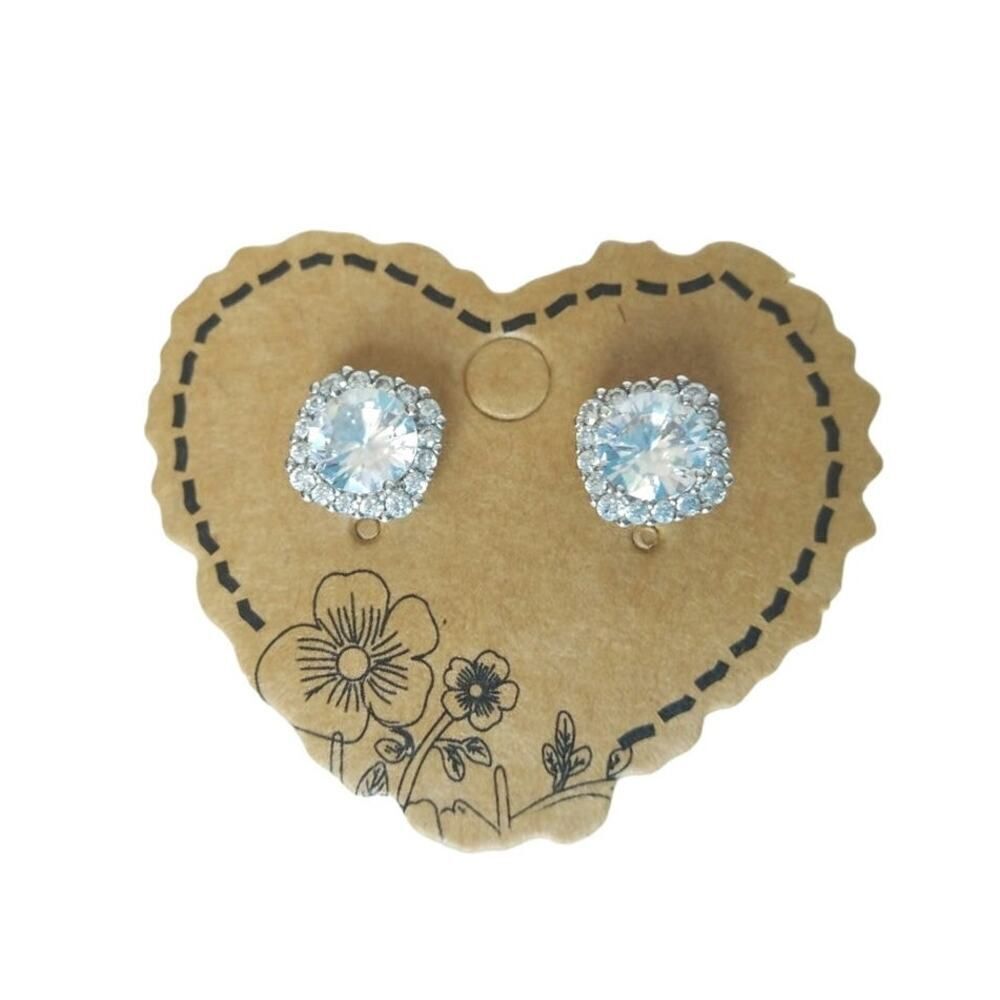 Round Cut Crystal Bridal Wedding Stud Earrings Sterling Silver 925 Post
